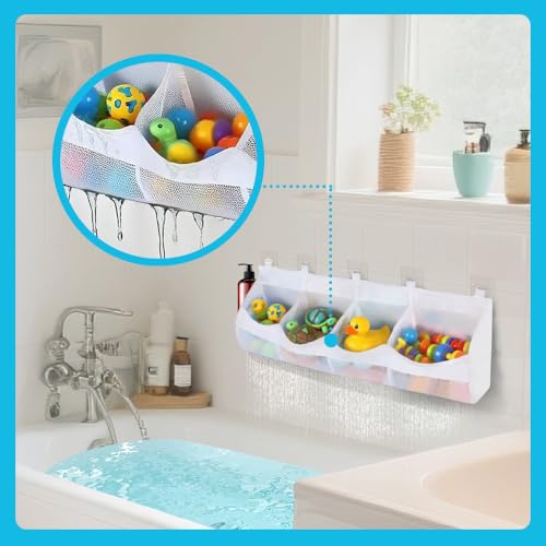 4 compartments bath toy storage