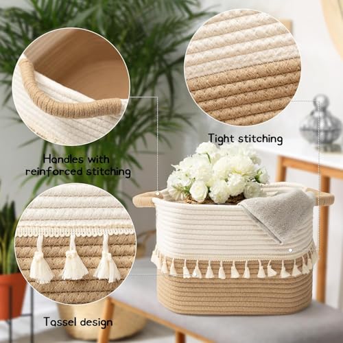 Woven Cotton Rope Storage Basket Set of 3