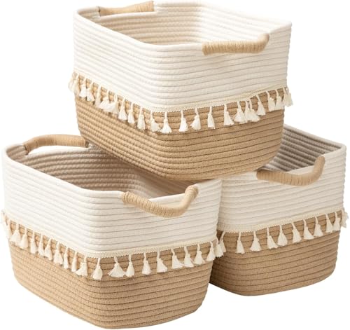 Woven Cotton Rope Storage Basket Set of 3