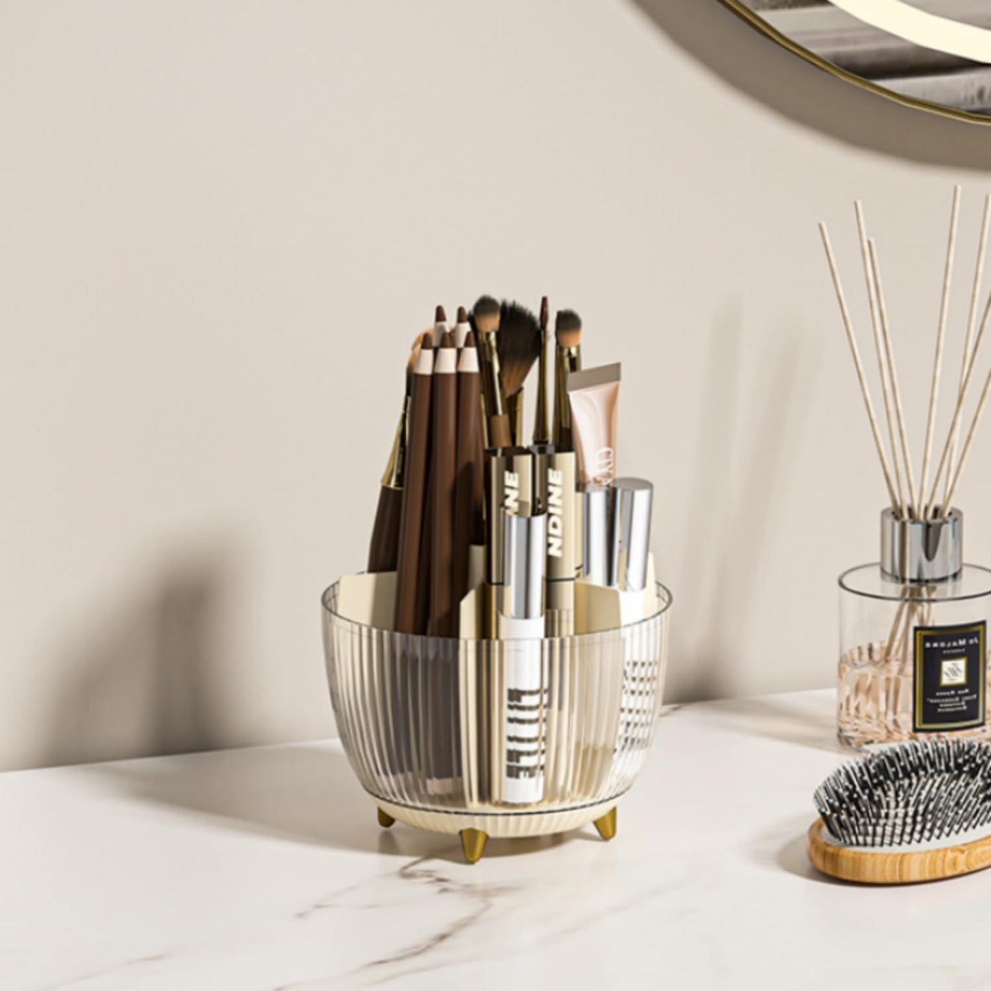 360° Rotating Makeup Brushes & Make Up Organiser