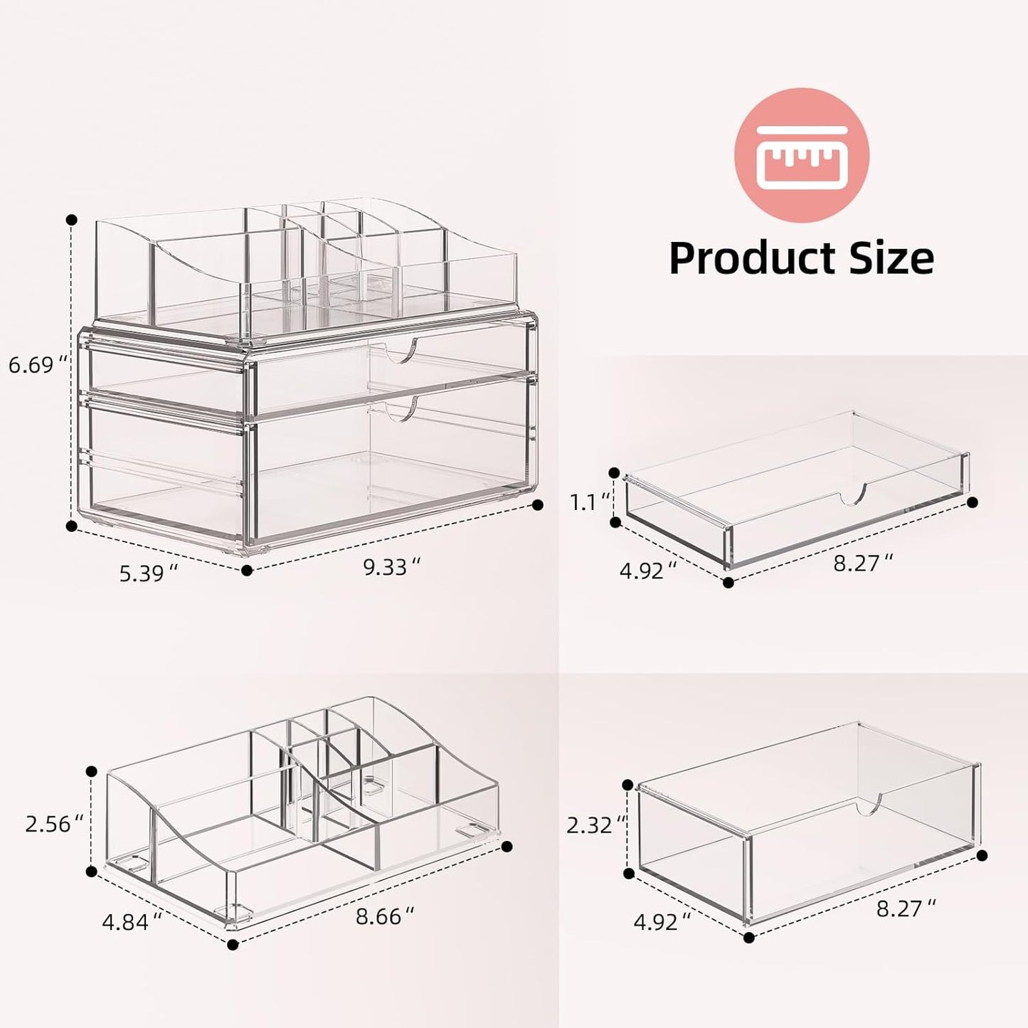 Acrylic Cosmetic Clear Makeup Organiser with Drawer