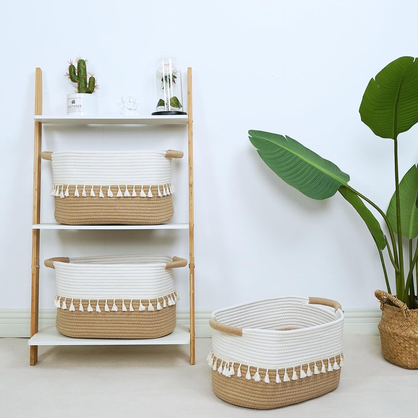 Woven Cotton Rope Storage Basket Set of 3