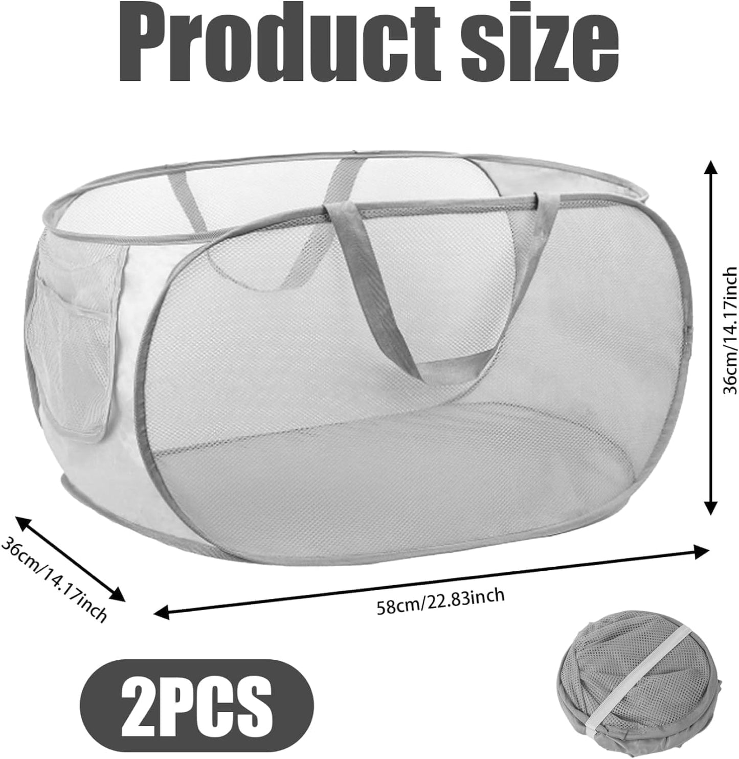 2 Pack Laundry Basket, Pop Up Laundry Hamper