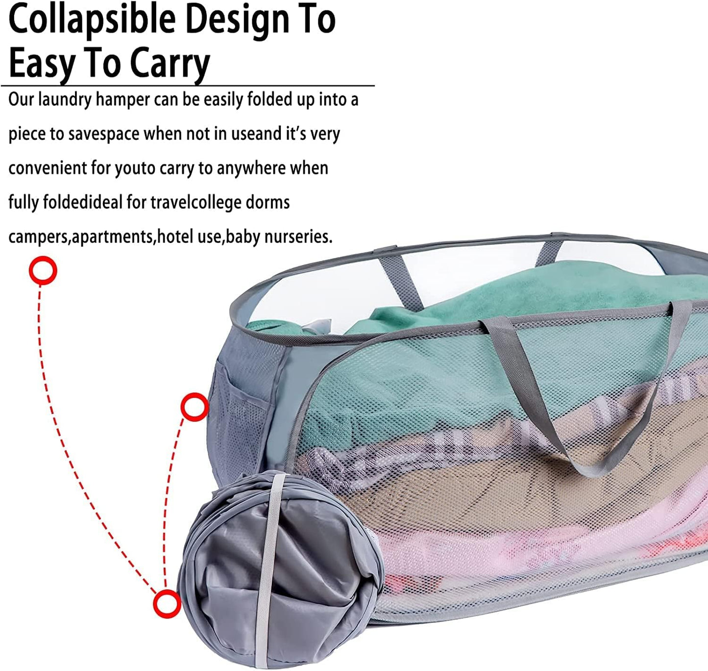 2 Pack Laundry Basket, Pop Up Laundry Hamper