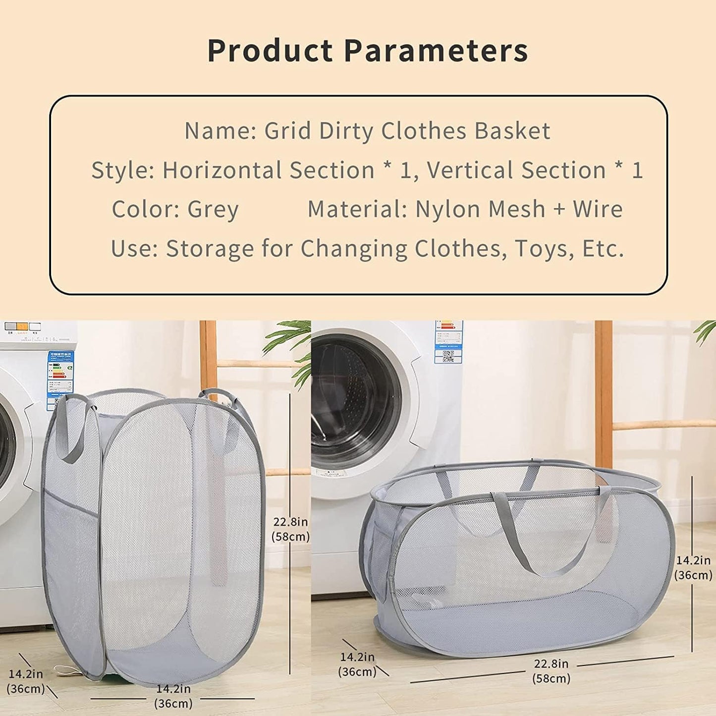 2 Pack Laundry Basket, Pop Up Laundry Hamper
