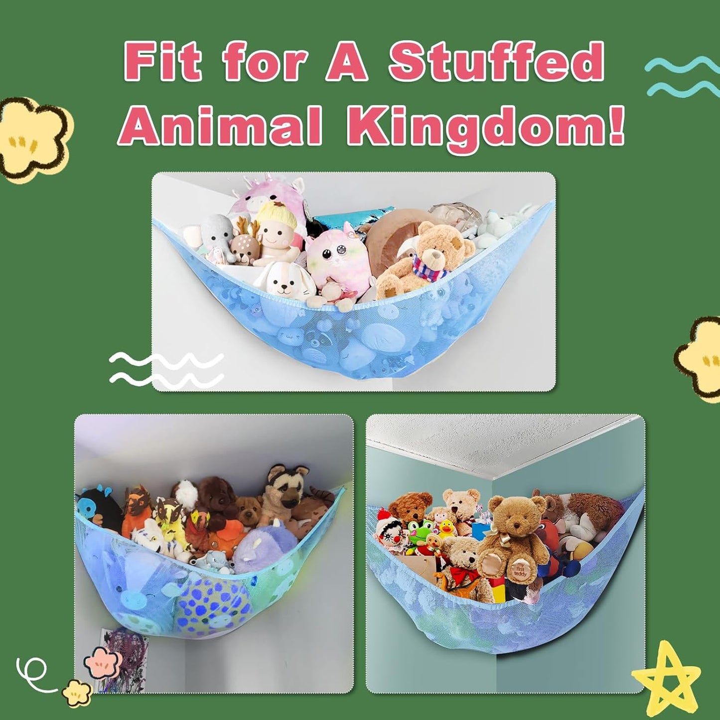 Stuffed Animal Toy Storage Net Hammock Corner