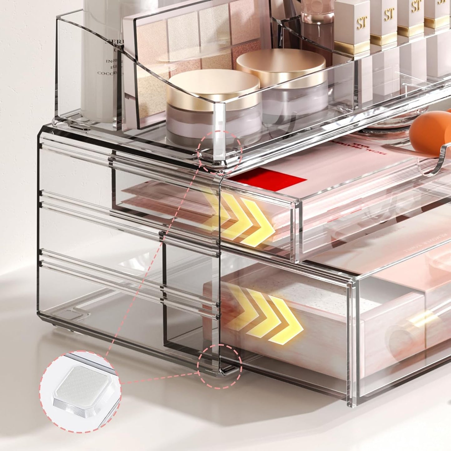 Acrylic Cosmetic Clear Makeup Organiser with Drawer