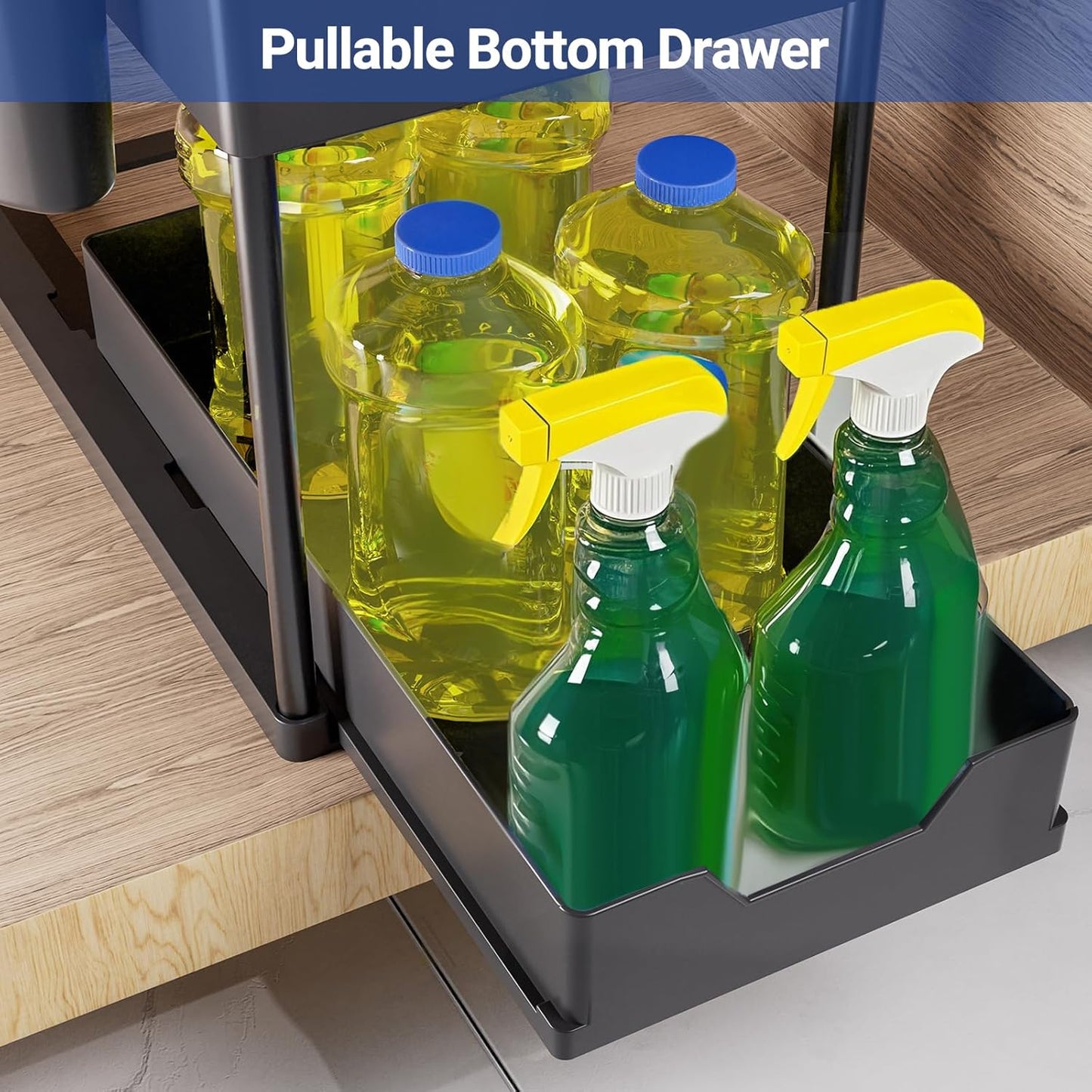 Under Sink Organisers and Storage Pull Out Sliding Drawer