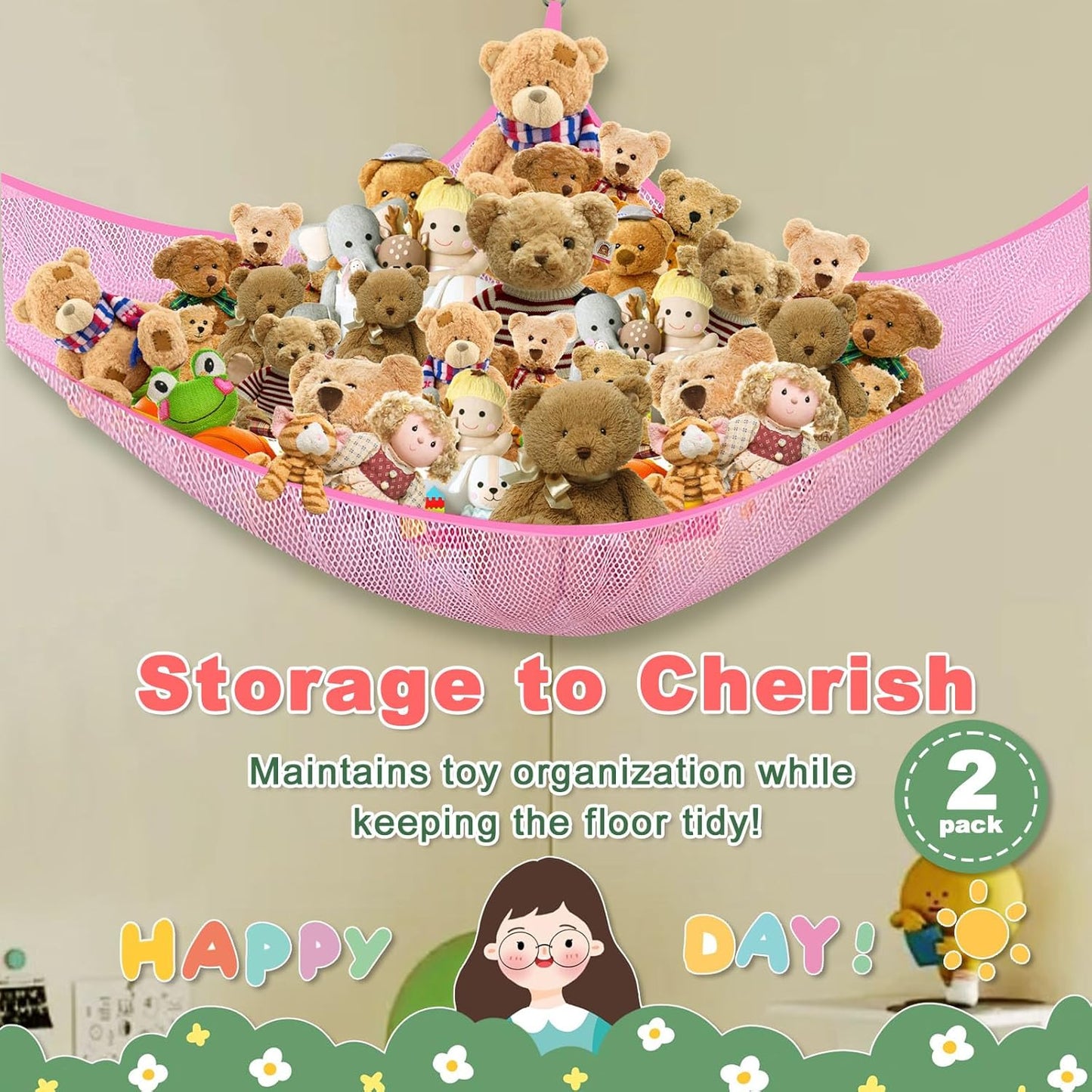 Stuffed Animal Toy Storage Net Hammock Corner