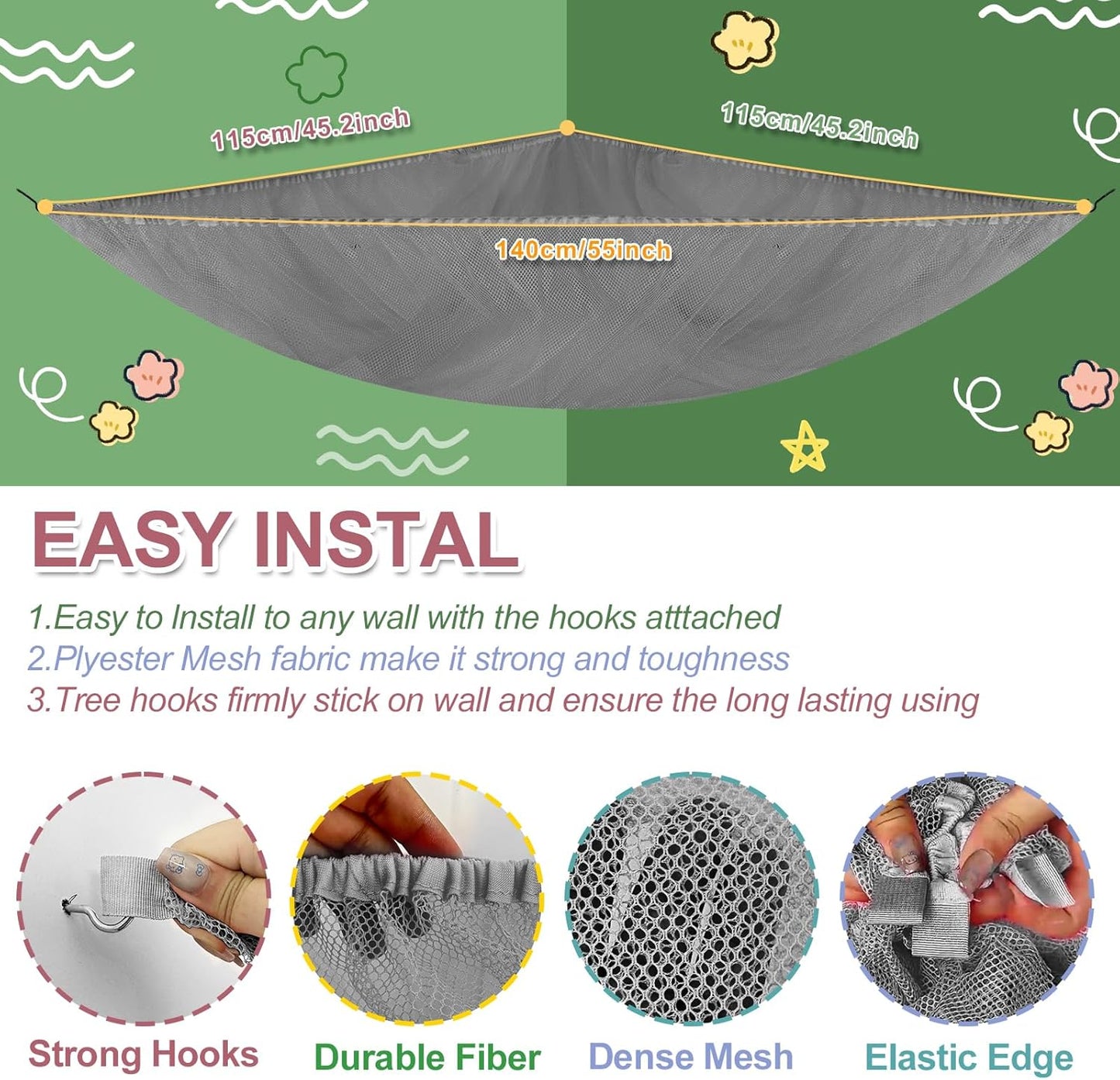 Stuffed Animal Toy Storage Net Hammock Corner