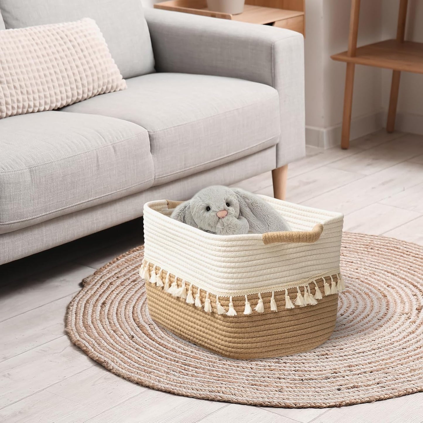 Woven Cotton Rope Storage Basket Set of 3