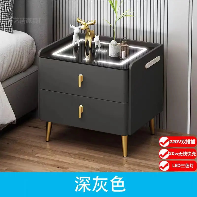 Smart Bedside Table With Wireless Charging, Cooling Drawer