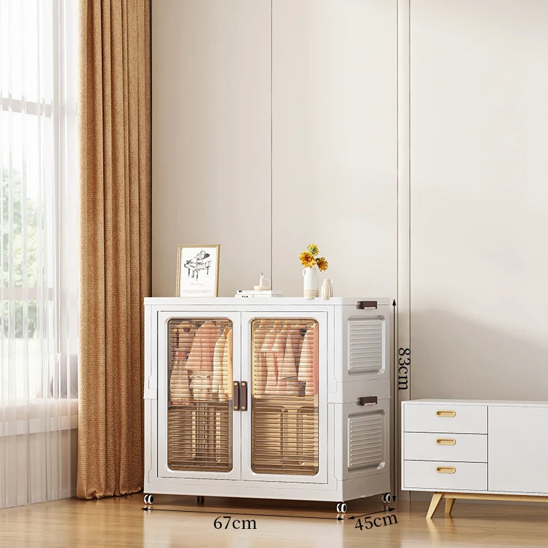 Double-Door Plastic Free Combination Home Wardrobe for Kids Foldable Stackable for Bathroom Living Room Storage Organizing