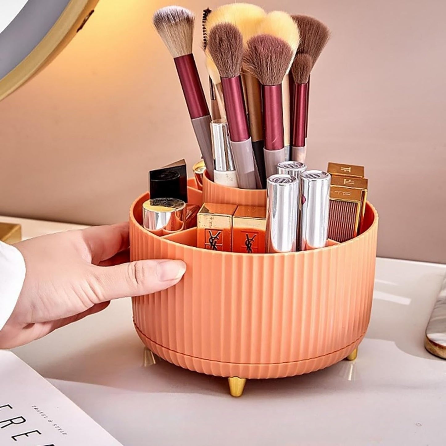 360° Rotating Makeup Brushes & Make Up Organiser