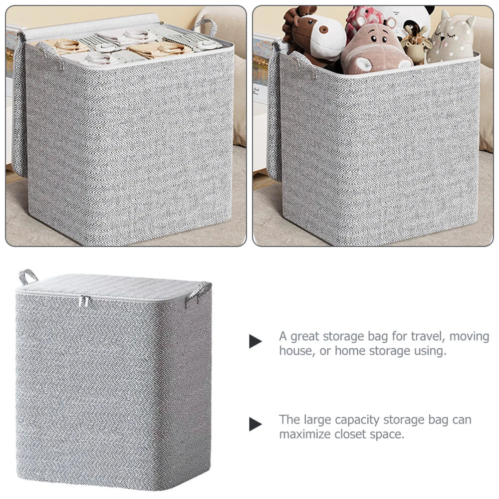 Foldable Blanket Storage Bags Non-woven with Lids and Handle