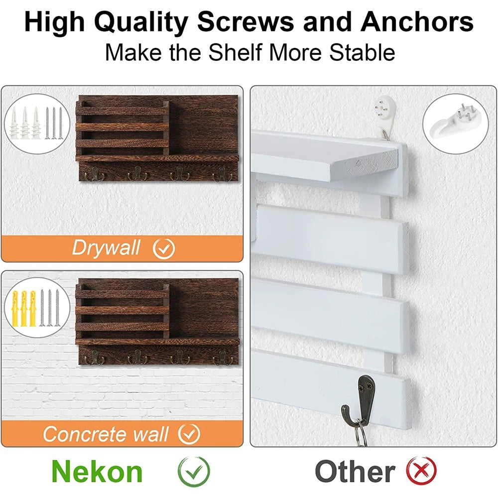 Entryway Wooden Shelf With Hooks