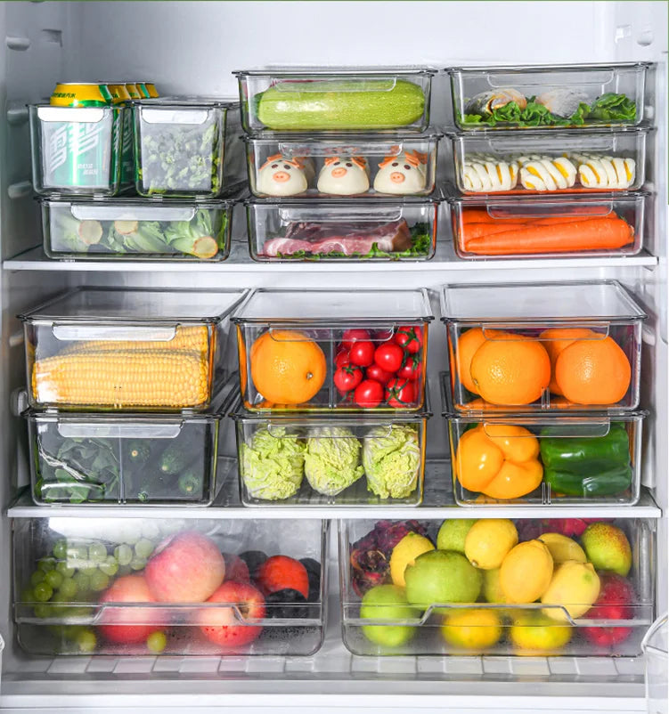 PET Clear Plastic Cupboard Storage Box 1.5L Capacity Kitchen Organizer