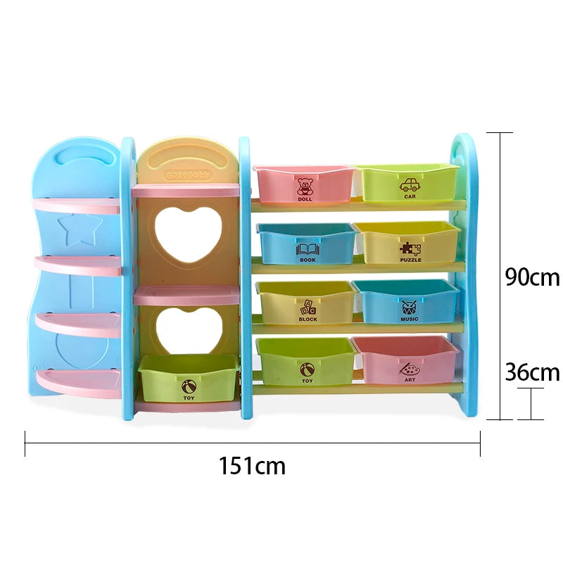Custom High Quality Toy Cabinet Shelf Storage Plastic Toy Bin Organizer