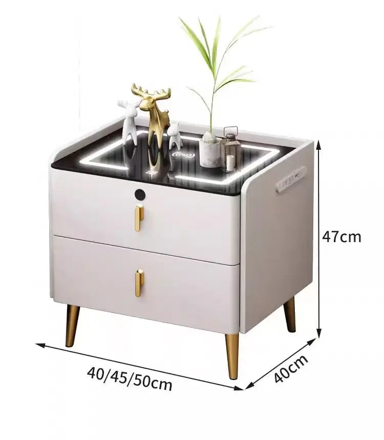 Smart Bedside Table With Wireless Charging, Cooling Drawer