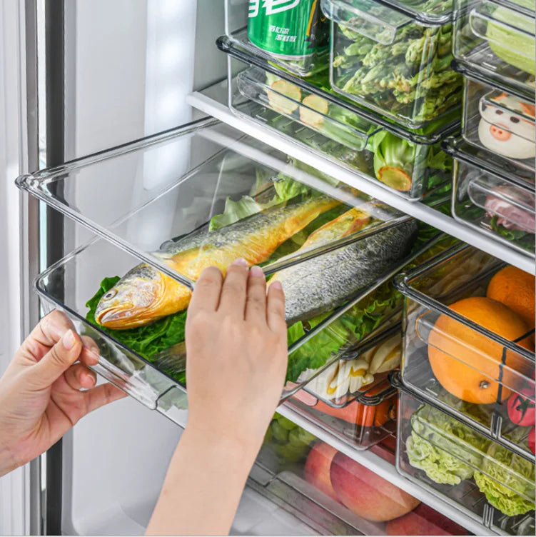 PET Clear Plastic Cupboard Storage Box 1.5L Capacity Kitchen Organizer