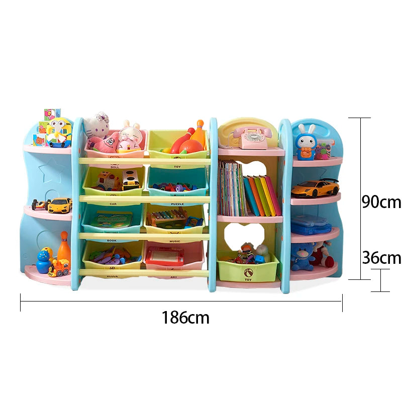 Custom High Quality Toy Cabinet Shelf Storage Plastic Toy Bin Organizer