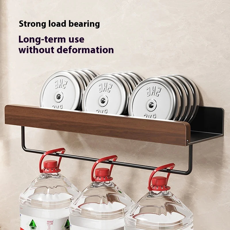 Walnut Solid Wood Double-Tier Storage Rack for Home Kitchen & Bathroom Organization
