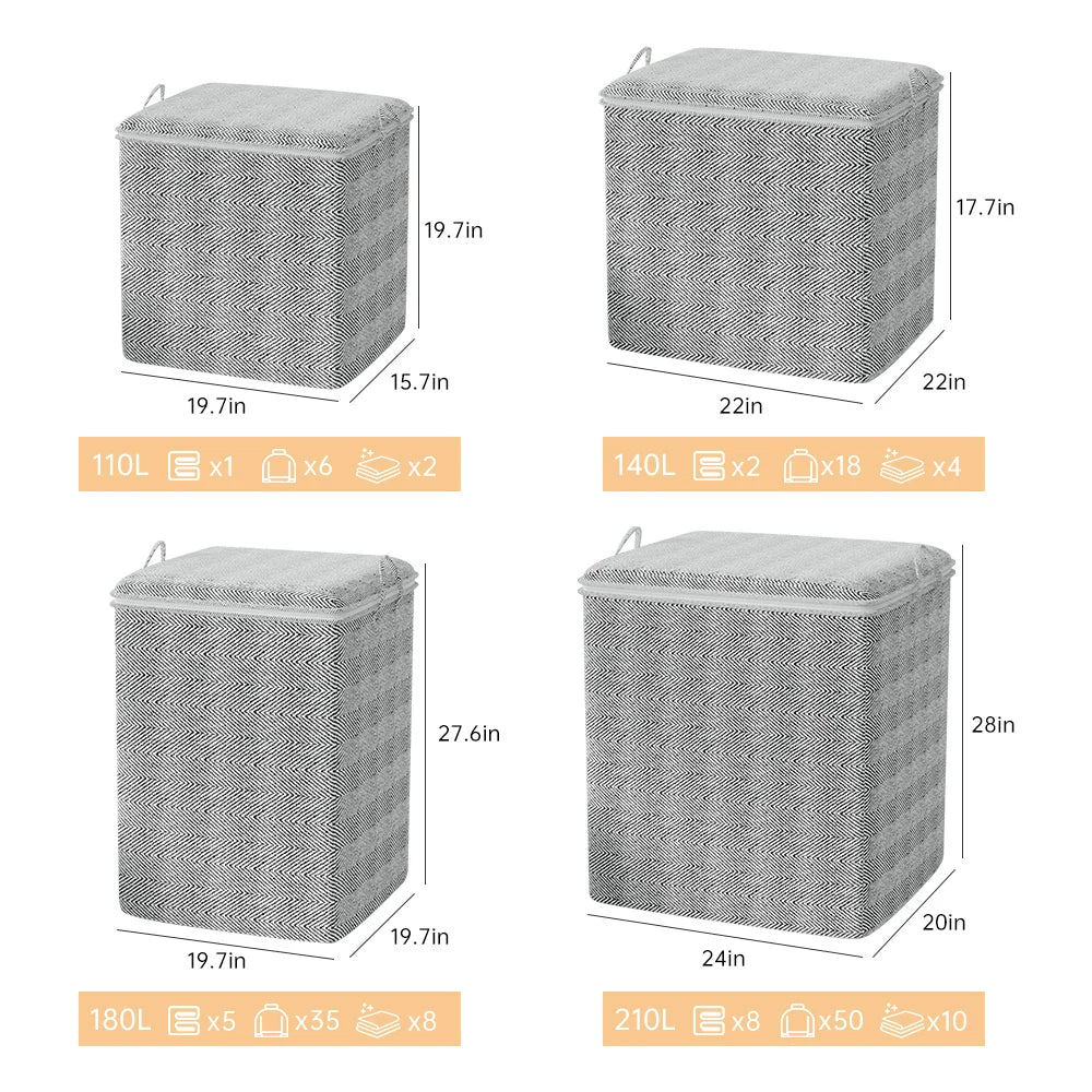 Foldable Blanket Storage Bags Non-woven with Lids and Handle