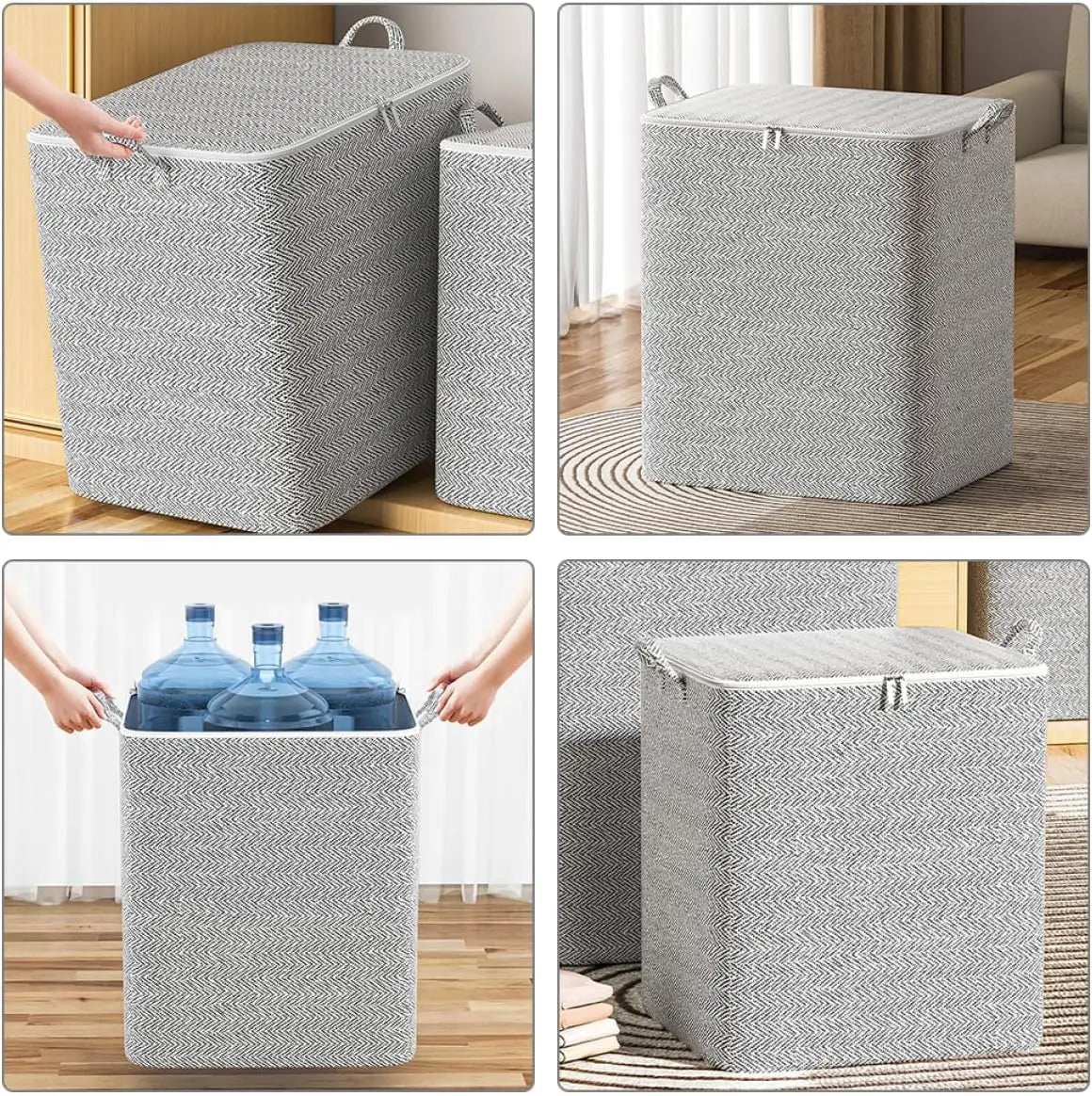 Foldable Blanket Storage Bags Non-woven with Lids and Handle