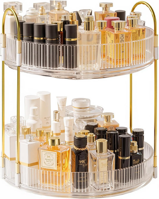 3 Tier Clear Makeup Organisers, 360° Rotating Cosmetic Storage