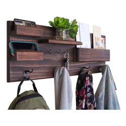 Entryway Wooden Shelf With Hooks