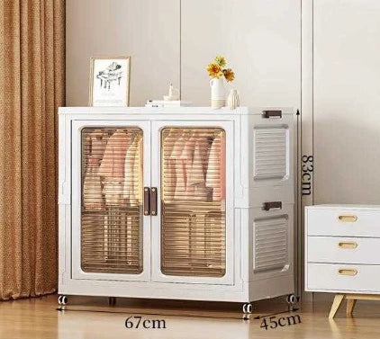 Double-Door Plastic Free Combination Home Wardrobe for Kids Foldable Stackable for Bathroom Living Room Storage Organizing